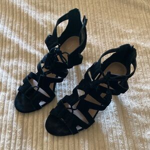 Tahari Black Strappy Lace-Up High Heels